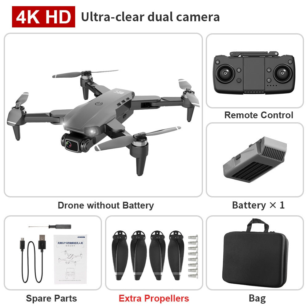 L900 PRO GPS Drone 4K HD Professional Dual Camera Aerial Stabilization Brushless Motor Foldable Quadcopter Helicopter RC 1200M