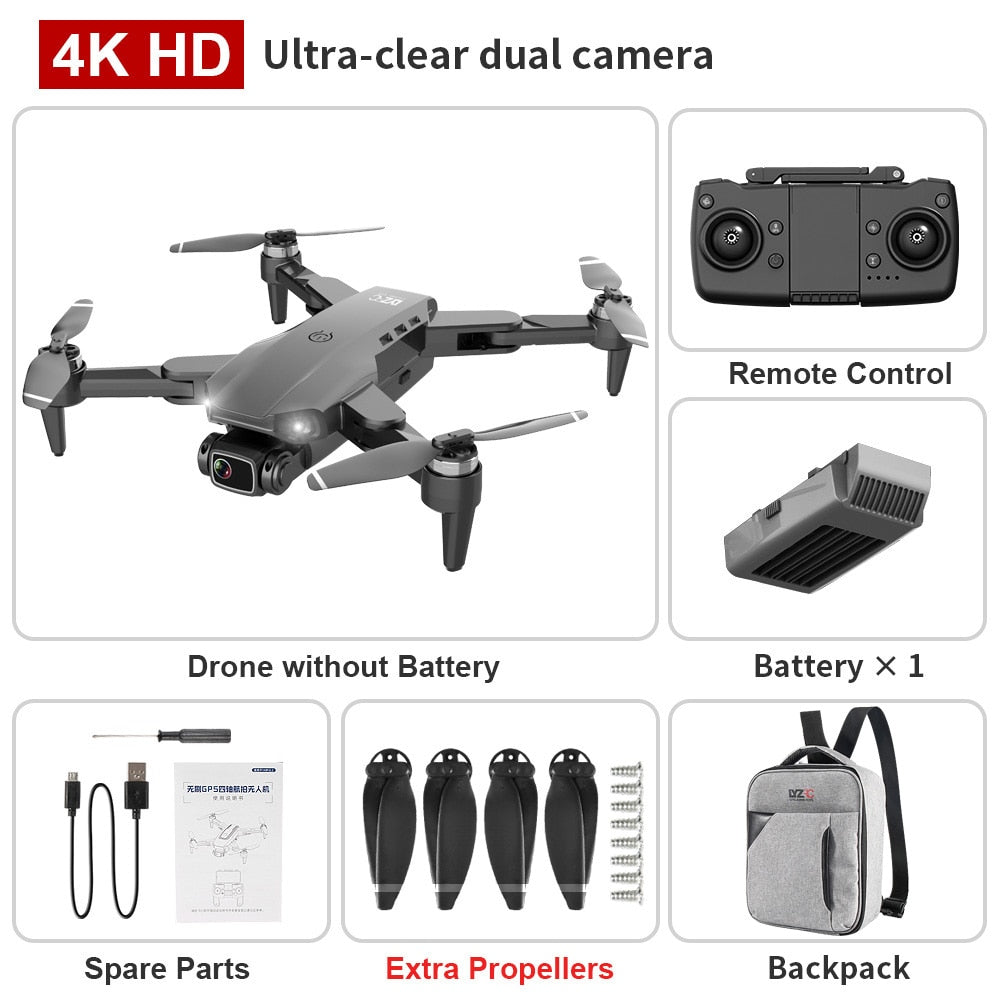 L900 PRO GPS Drone 4K HD Professional Dual Camera Aerial Stabilization Brushless Motor Foldable Quadcopter Helicopter RC 1200M