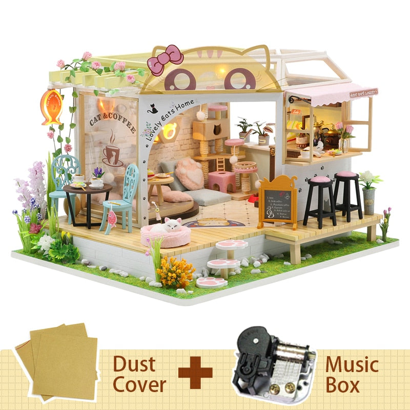 CUTEBEE DIY Dollhouse Wooden Doll Houses Miniature Doll House Furniture Kit Casa Music Led Toys for Children Birthday Gift L32