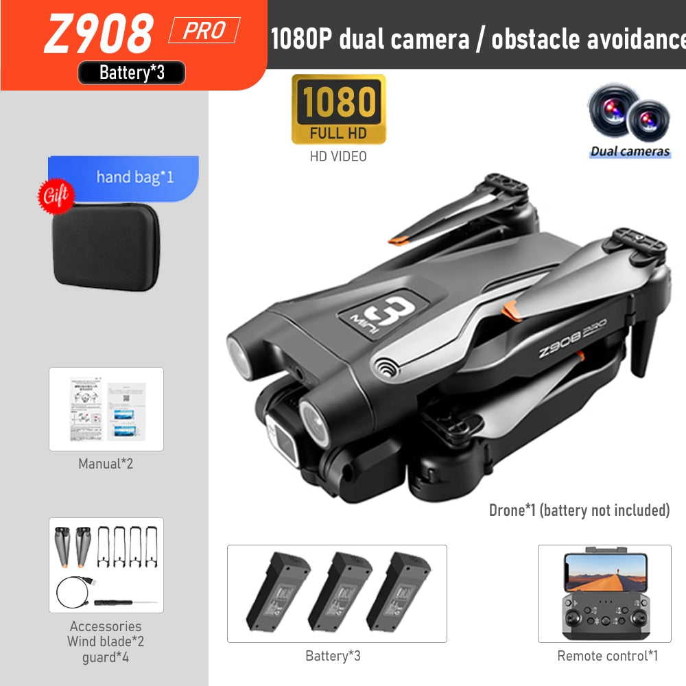 2022 NEW Z908 Pro Drone 4K HD Professional ESC Dual Camera Optical Flow Localization 2.4G WIFi Obstacle Avoidance Quadcopter Toy