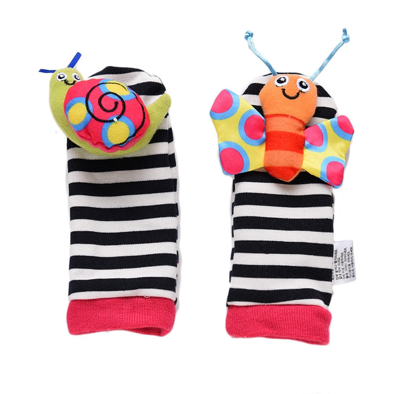 Infant Baby Kids Socks Wrist Rattle Set Toys Foot Socks 0~24 Months Cartoon Newborn Grab Training Educational Toy Christmas Gift