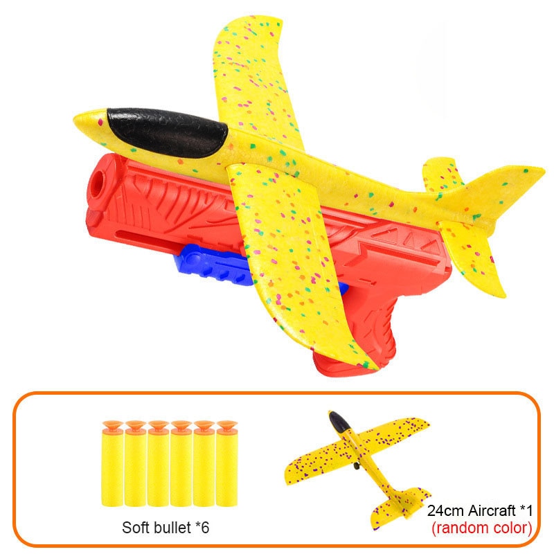 Foam Plane 10M Launcher Catapult Glider Airplane Gun Toy Children Outdoor Game Bubble Model Shooting Fly Roundabout Toys