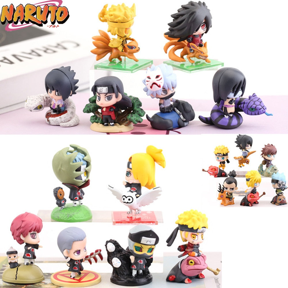 6Pcs Q Version Naruto Anime Figurine Uchiha Sasuke Itachi Gaara Akatsuki Action Figure PVC Model Toys For Children