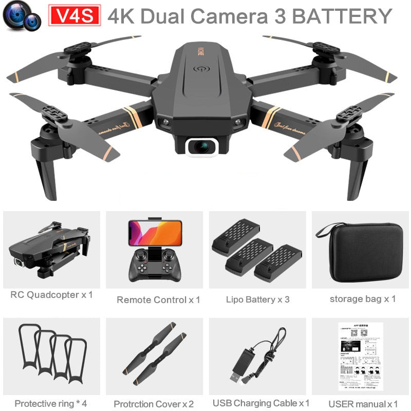 4DRC V4 RC Drone 4K/1080P HD Wide Angle Camera WiFi Fpv Dual Camera Foldable Quadcopter Real Time Transmission Helicopter Toy