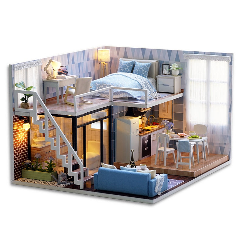 CUTEBEE DIY Dollhouse Wooden Doll Houses Miniature Doll House Furniture Kit Casa Music Led Toys for Children Birthday Gift L32