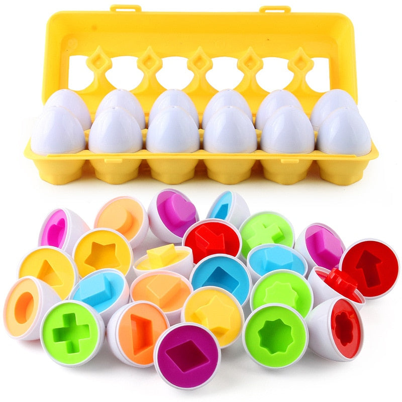 Baby Montessori Toys Egg Puzzle Games Kids Toys Color Shape Matching Eggs Educational Toys for Children 0-3 Years Old Boys Girls