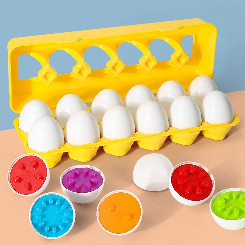 Baby Montessori Toys Egg Puzzle Games Kids Toys Color Shape Matching Eggs Educational Toys for Children 0-3 Years Old Boys Girls