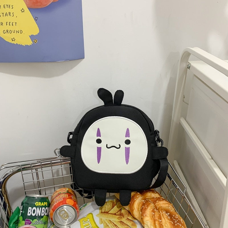 Cute Cartoon No Face Man Plush Bag Hayao Miyazaki Messenger Bag for Kids Adults