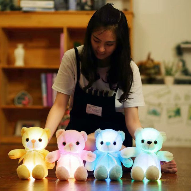 Luminous 25/30/50cm Creative Light Up LED Colorful Glowing Teddy Bear Stuffed Animal Plush Toy Christmas Gift for Kid