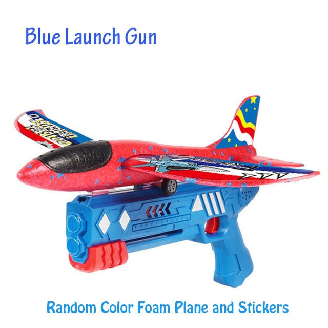 Foam Plane 10M Launcher Catapult Glider Airplane Gun Toy Children Outdoor Game Bubble Model Shooting Fly Roundabout Toys