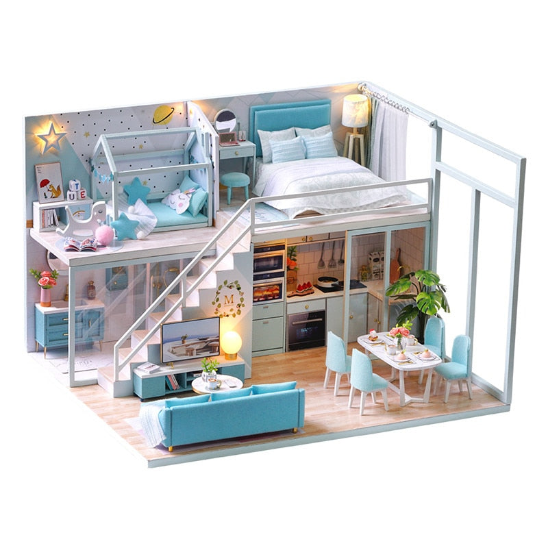 CUTEBEE DIY Dollhouse Wooden Doll Houses Miniature Doll House Furniture Kit Casa Music Led Toys for Children Birthday Gift L32