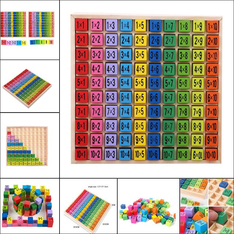 Montessori Educational Wooden Toys for Kids Children Baby Toys 99 Multiplication Table Math Arithmetic Teaching Aids