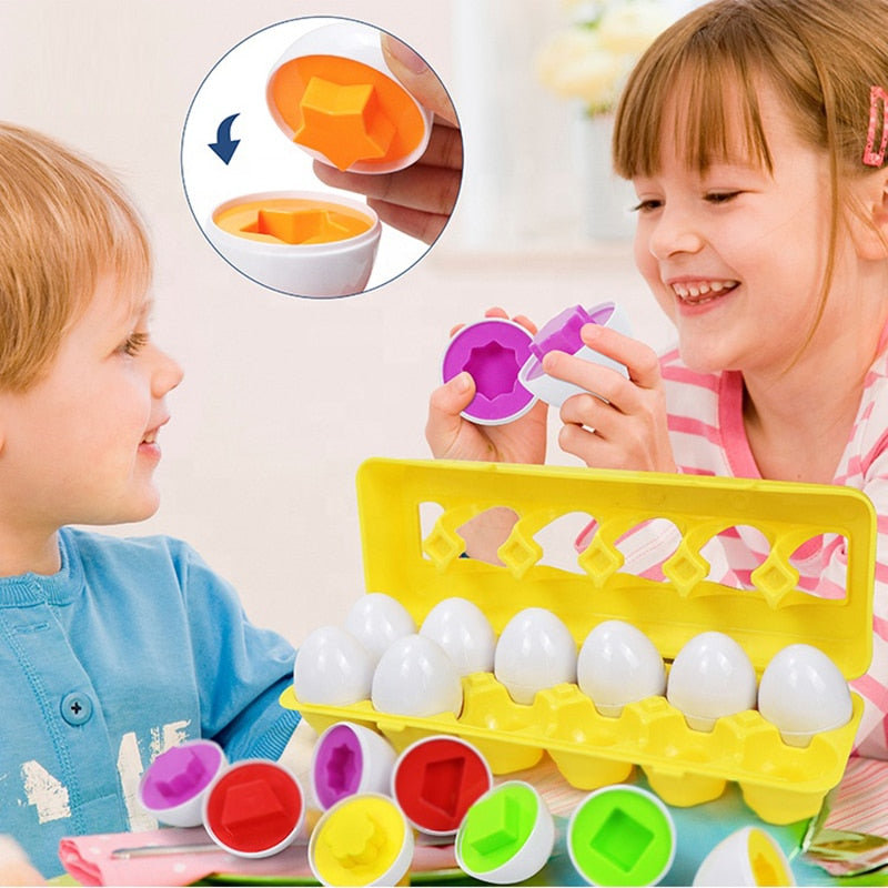 Baby Montessori Toys Egg Puzzle Games Kids Toys Color Shape Matching Eggs Educational Toys for Children 0-3 Years Old Boys Girls