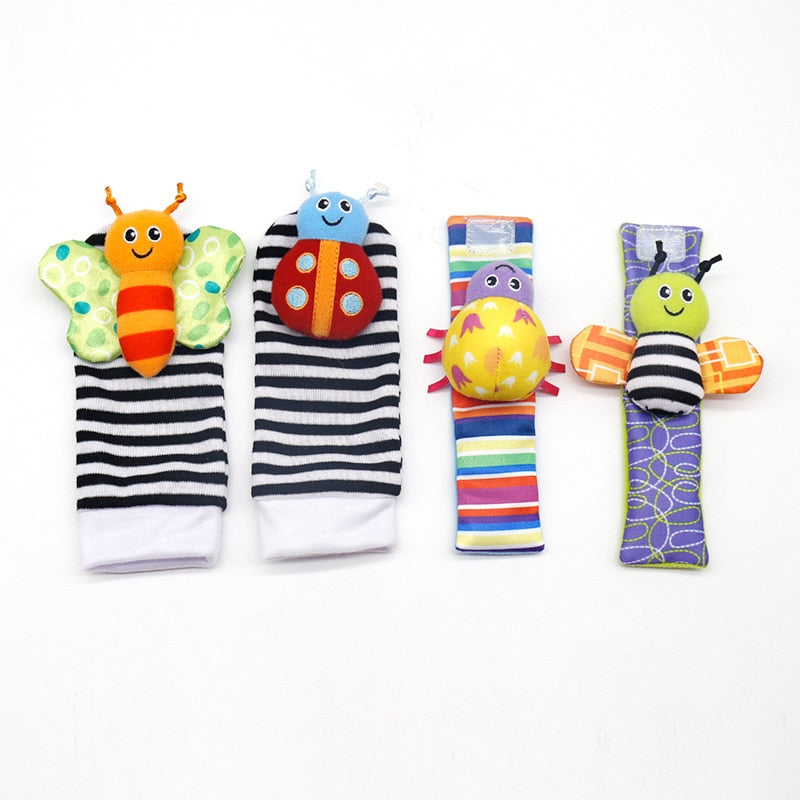 Infant Baby Kids Socks Wrist Rattle Set Toys Foot Socks 0~24 Months Cartoon Newborn Grab Training Educational Toy Christmas Gift