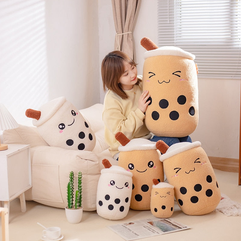 Lovely Milk Tea Stuffed Plush Pillow Cushion Funny Cartoon Boba Plush Toys Kids Toys Birthday Valentine&#39;s Gift