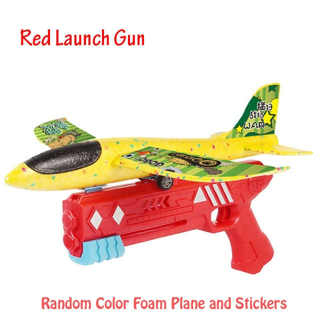 Foam Plane 10M Launcher Catapult Glider Airplane Gun Toy Children Outdoor Game Bubble Model Shooting Fly Roundabout Toys