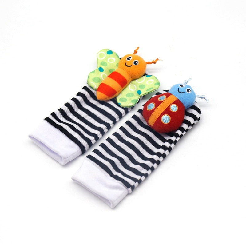 Infant Baby Kids Socks Wrist Rattle Set Toys Foot Socks 0~24 Months Cartoon Newborn Grab Training Educational Toy Christmas Gift