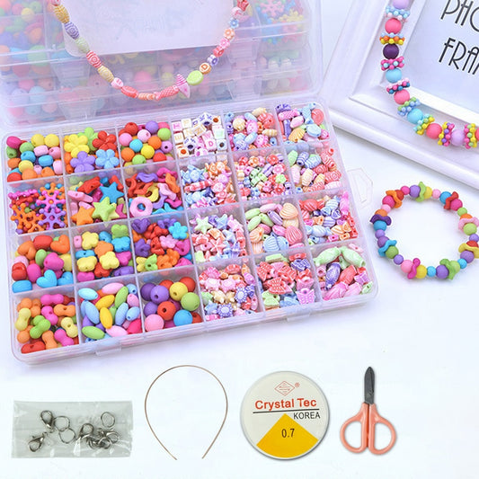 DIY Handmade Beaded Children&#39;s Toys Creative Loose Spacer Beads Making Bracelet Necklace 24 Grid Girl Jewelry Set Girl Toy Gift