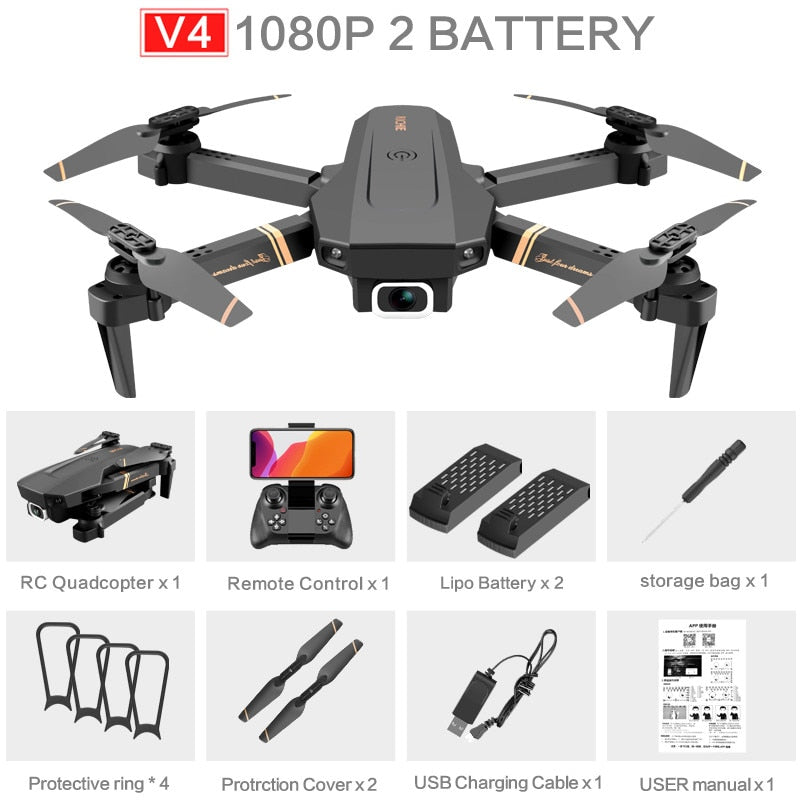 4DRC V4 RC Drone 4K/1080P HD Wide Angle Camera WiFi Fpv Dual Camera Foldable Quadcopter Real Time Transmission Helicopter Toy