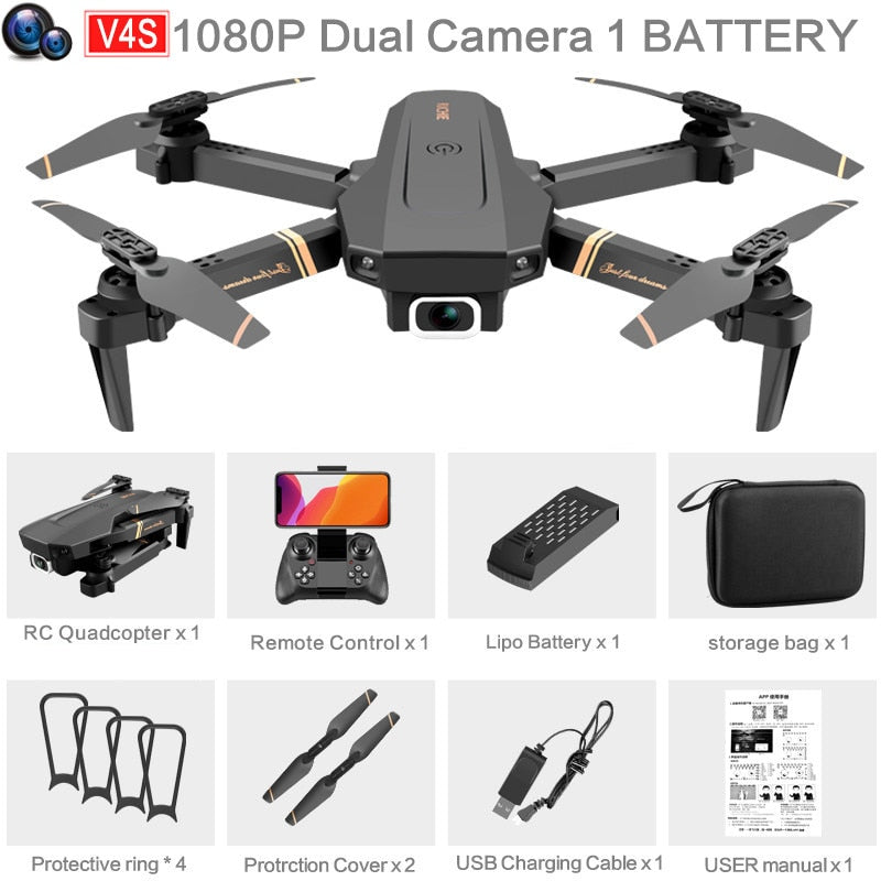 4DRC V4 RC Drone 4K/1080P HD Wide Angle Camera WiFi Fpv Dual Camera Foldable Quadcopter Real Time Transmission Helicopter Toy