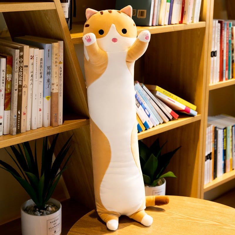 Kawaii Plushies Long Cat Pillow Soft Sleeping Cushion Cute Pillows Stuffed Animal Dolls Toy Children Girls Valentine&#39;s