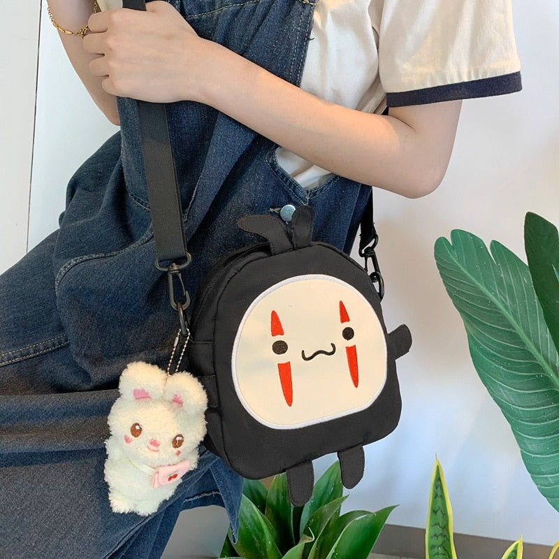 Cute Cartoon No Face Man Plush Bag Hayao Miyazaki Messenger Bag for Kids Adults