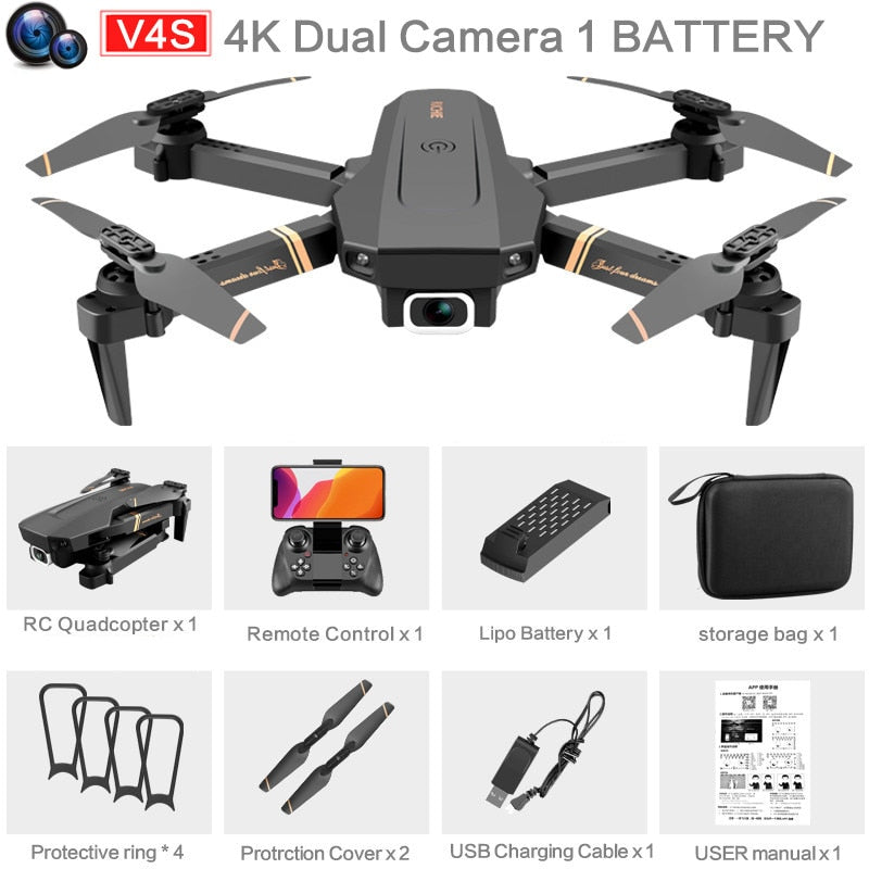 4DRC V4 RC Drone 4K/1080P HD Wide Angle Camera WiFi Fpv Dual Camera Foldable Quadcopter Real Time Transmission Helicopter Toy