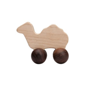 Let&#39;s Make Wooden Baby Toys 0 12 Month 1PC Toys For Babies Beech Car Hedgehog Elephant Educational Infants Developmental Newborn