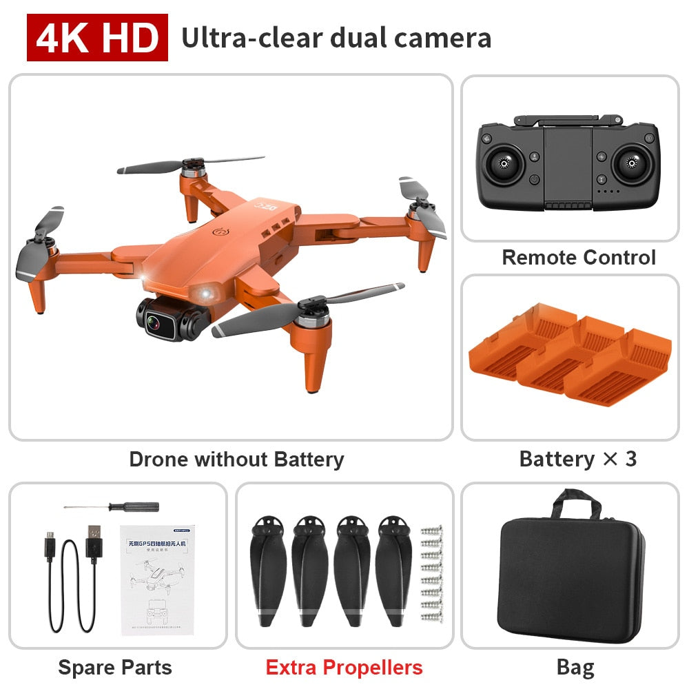 L900 PRO GPS Drone 4K HD Professional Dual Camera Aerial Stabilization Brushless Motor Foldable Quadcopter Helicopter RC 1200M