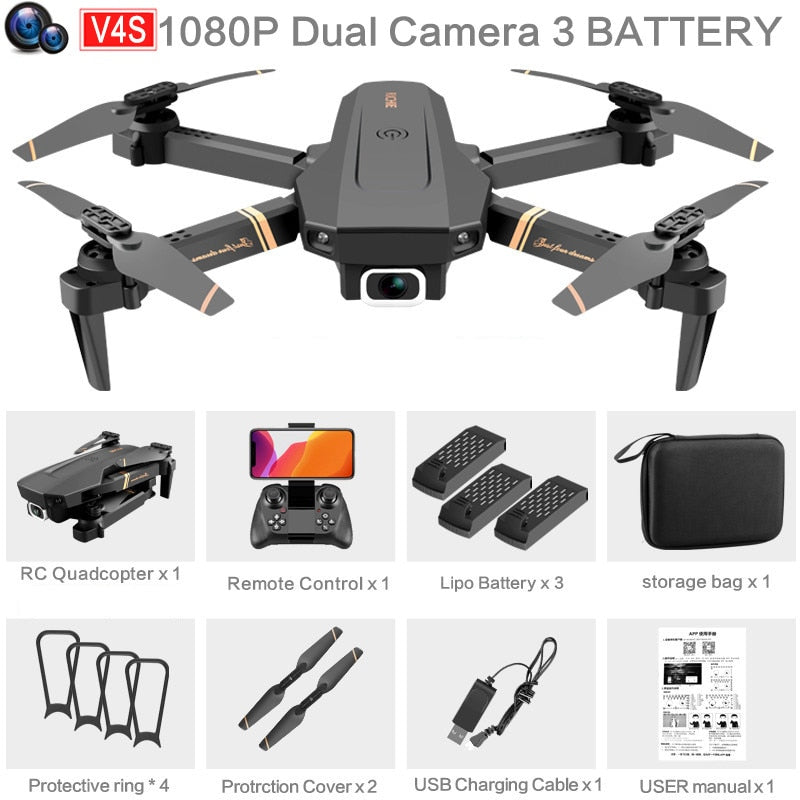 4DRC V4 RC Drone 4K/1080P HD Wide Angle Camera WiFi Fpv Dual Camera Foldable Quadcopter Real Time Transmission Helicopter Toy