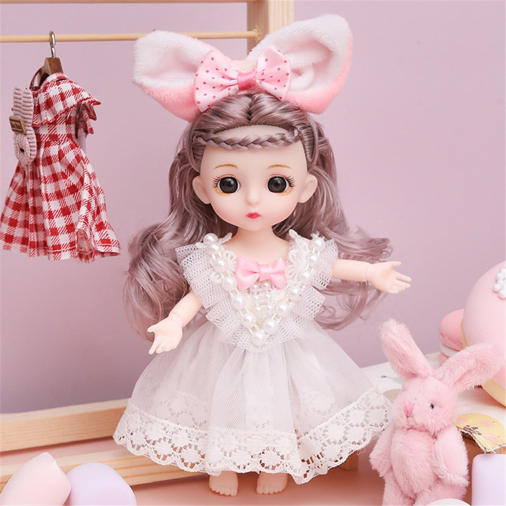 16cm Princess BJD 1/12 Doll with Clothes and Shoes Movable 13 Joints Cute Sweet Face Girl Gift Child Toys