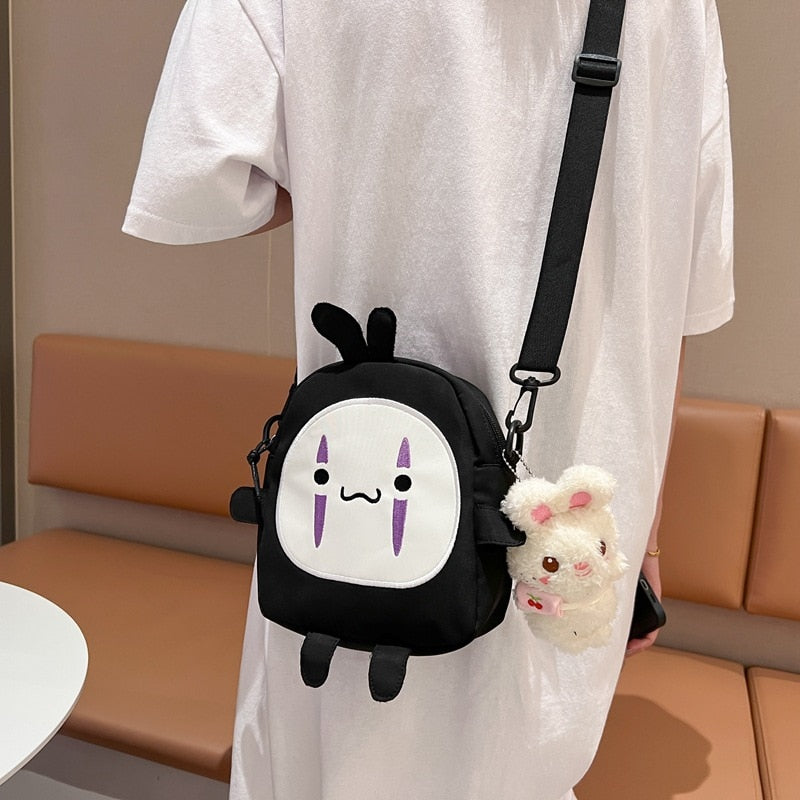 Cute Cartoon No Face Man Plush Bag Hayao Miyazaki Messenger Bag for Kids Adults