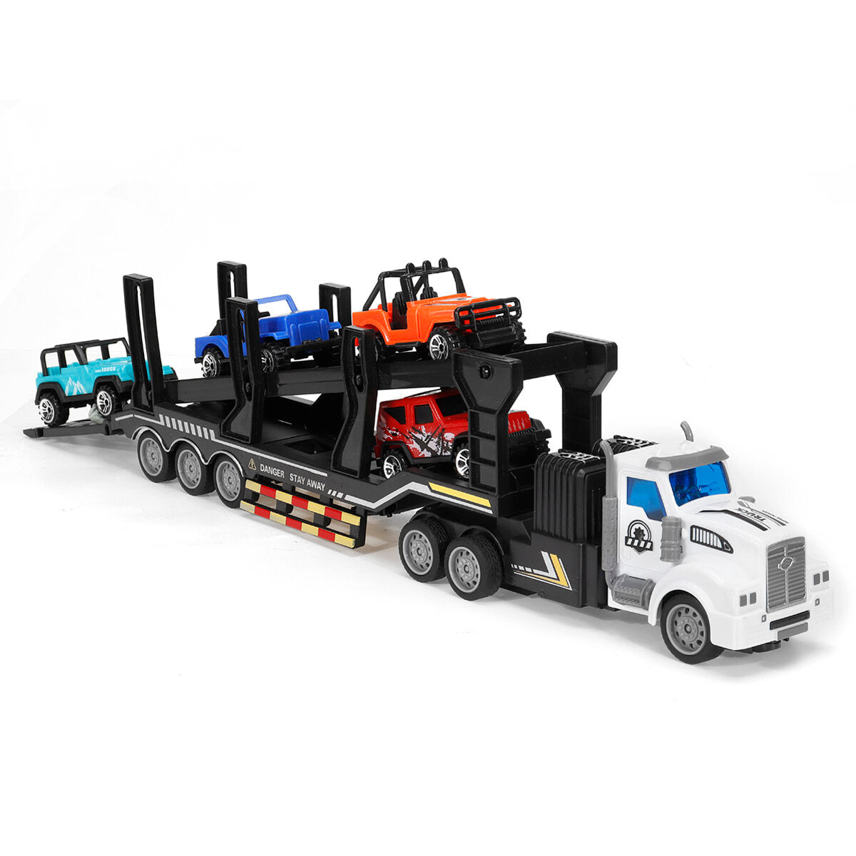 QH-200-7 1/48 27MHZ 4CH RC Car Truck Kid Toy Remote Control Double-layer Transporter with 4 Small Vehicles Boys Gift