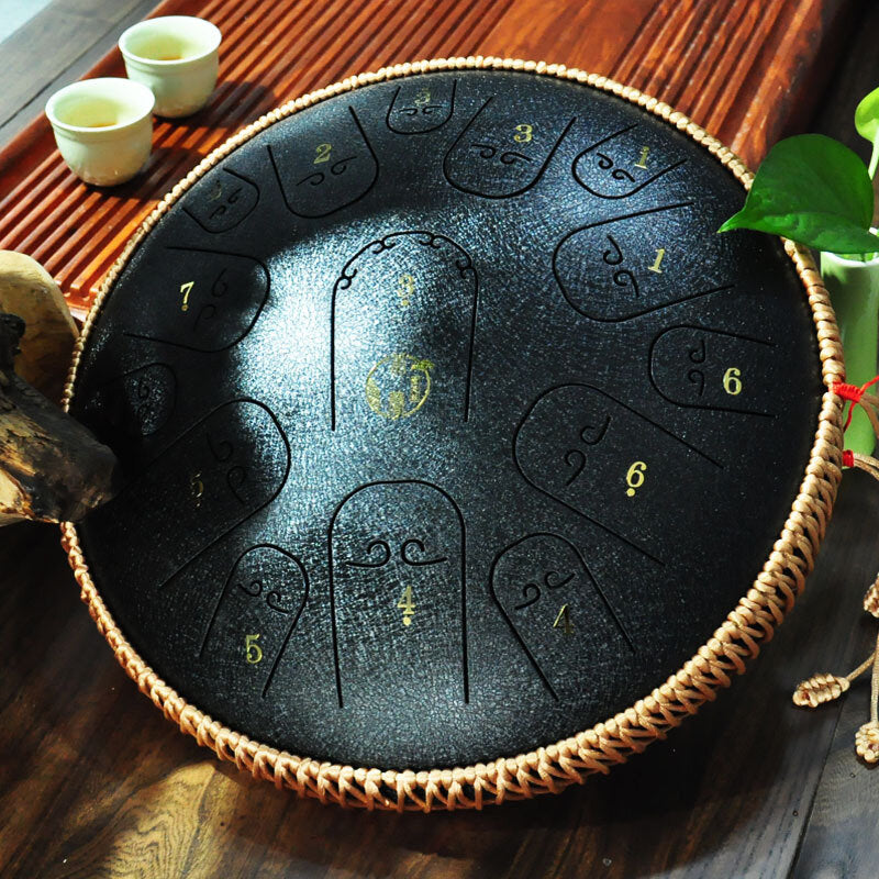 Steel Tongue Drum 14 Inch 15 Tone Drum Handheld Tank Drum Percussion Instrument Yoga Meditation Beginner Music Lovers Gift